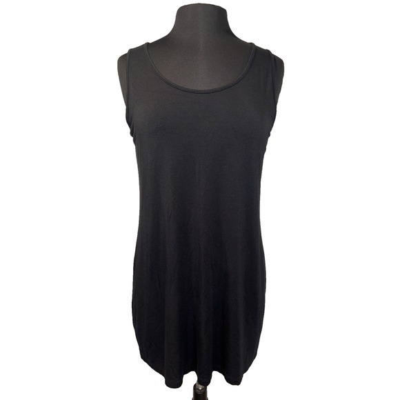 Comfy USA Modal Cotton Tunic Tank Top Women's Size Large Black Stretch Sleevless - Picture 1 of 8